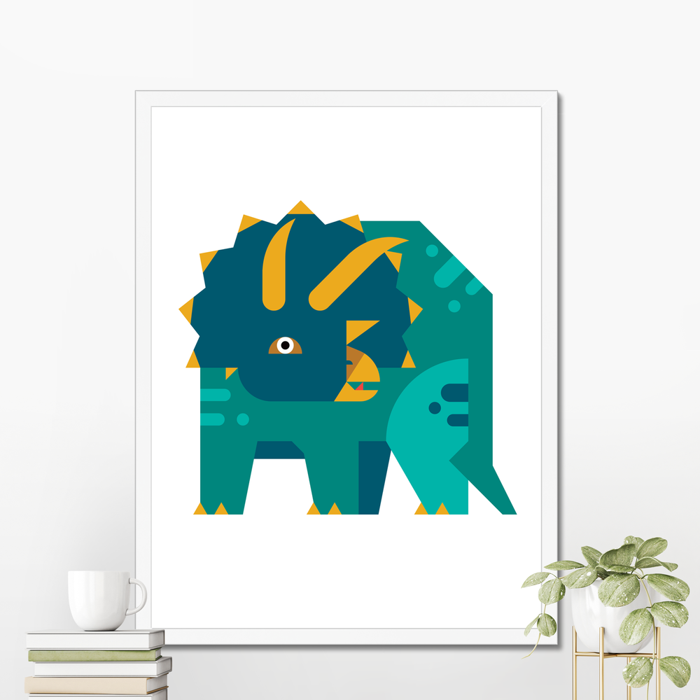 Triceratops Modern Art Print Poster by Christopher Dina